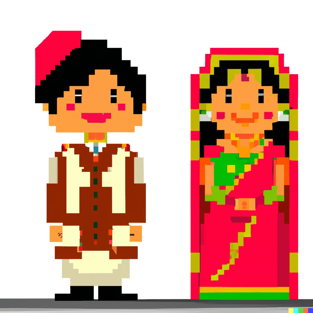 8 bit Picture of a couple getting married