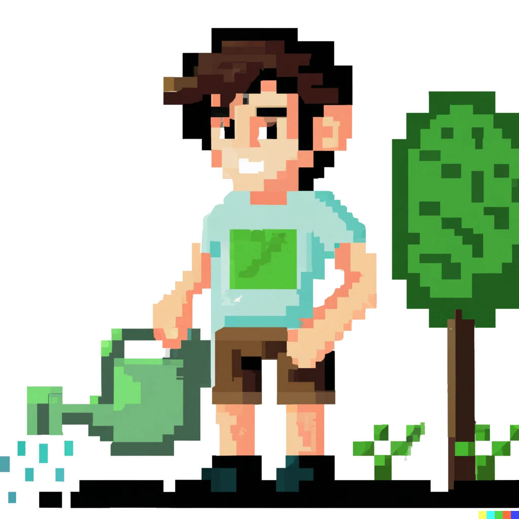 8 bit Picture of a boy with trees